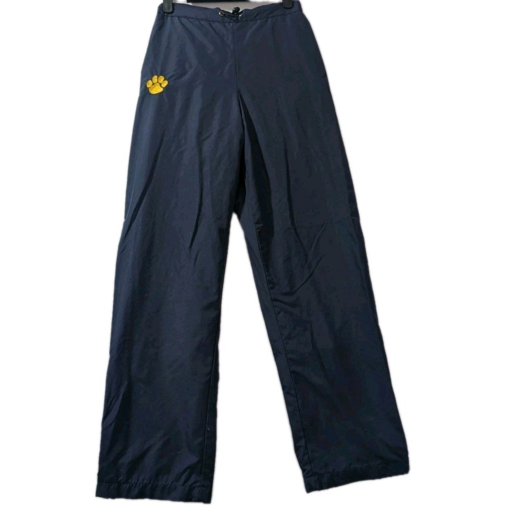Y2K Augusta Sportswear Navy Track Pants‎ Paw Print Lined Snap Hem Ladies M